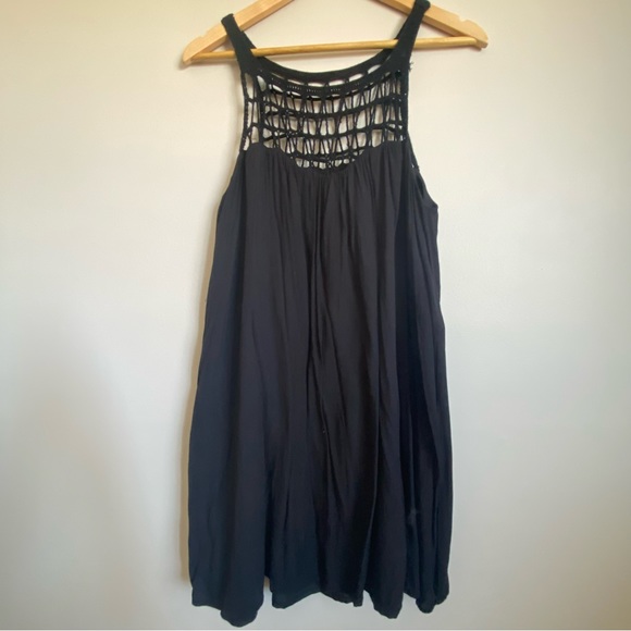 BB Dakota black dress. Medium. Double-lined. Crochet neckline. Flowy. - Picture 1 of 5